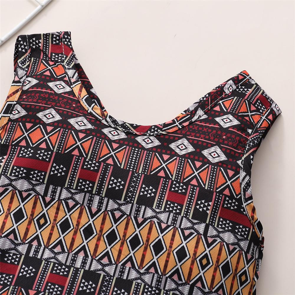 Baby Girls Pattern Geometry Printed Sleeveless Top & Shorts & Headband Baby Outfits
