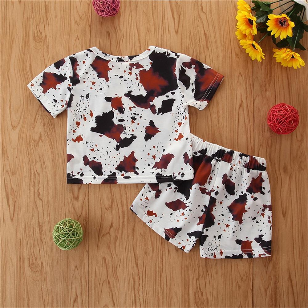 Unisex Pattern Printed Short Sleeve Crew Neck Top & Shorts Trendy Kids Wholesale Clothing