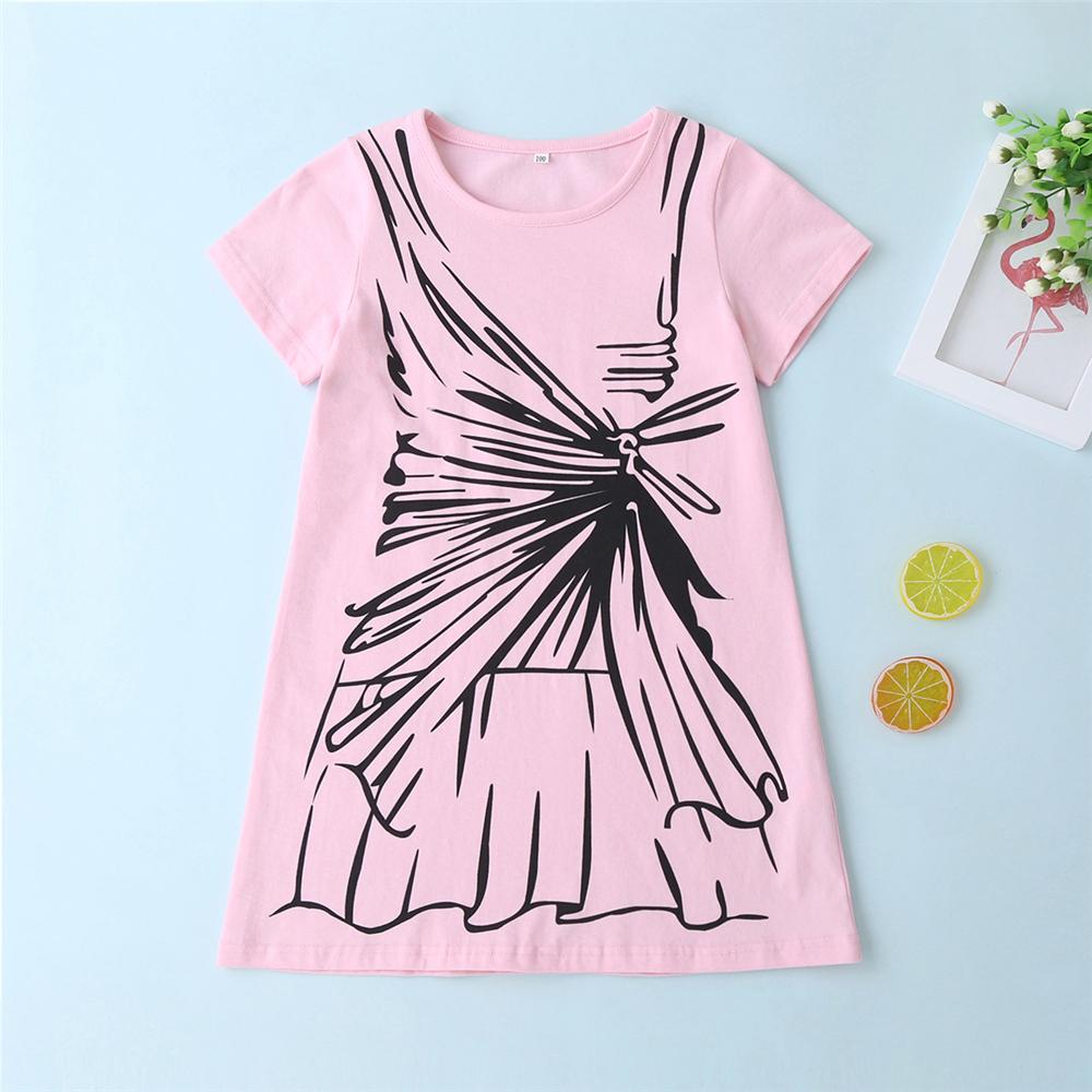 Girls Pattern Printed Short Sleeve Dress Girls Wholesale Dresses