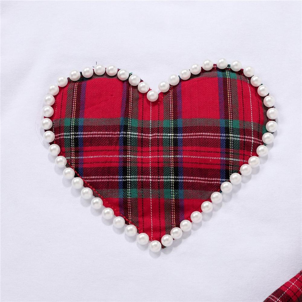 Girls Pearl Plaid Heart Short Sleeve Top & Skirt Buy Baby Clothes Wholesale