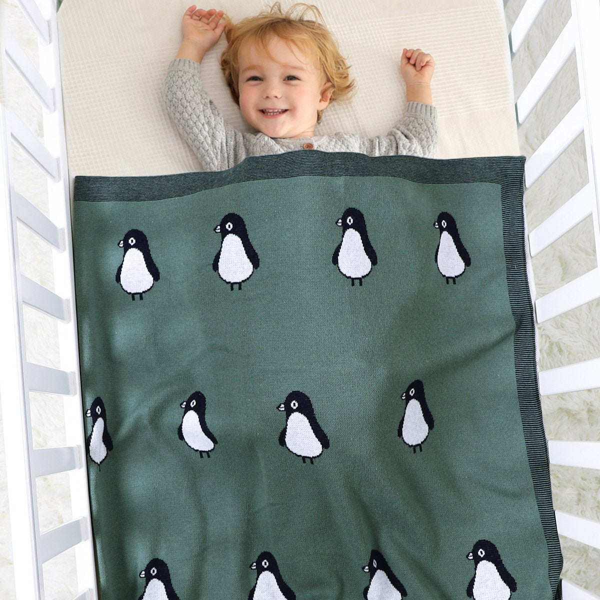 Penguin Jacquard Blanket For Babies And Toddlers Wholesale Baby Clothes