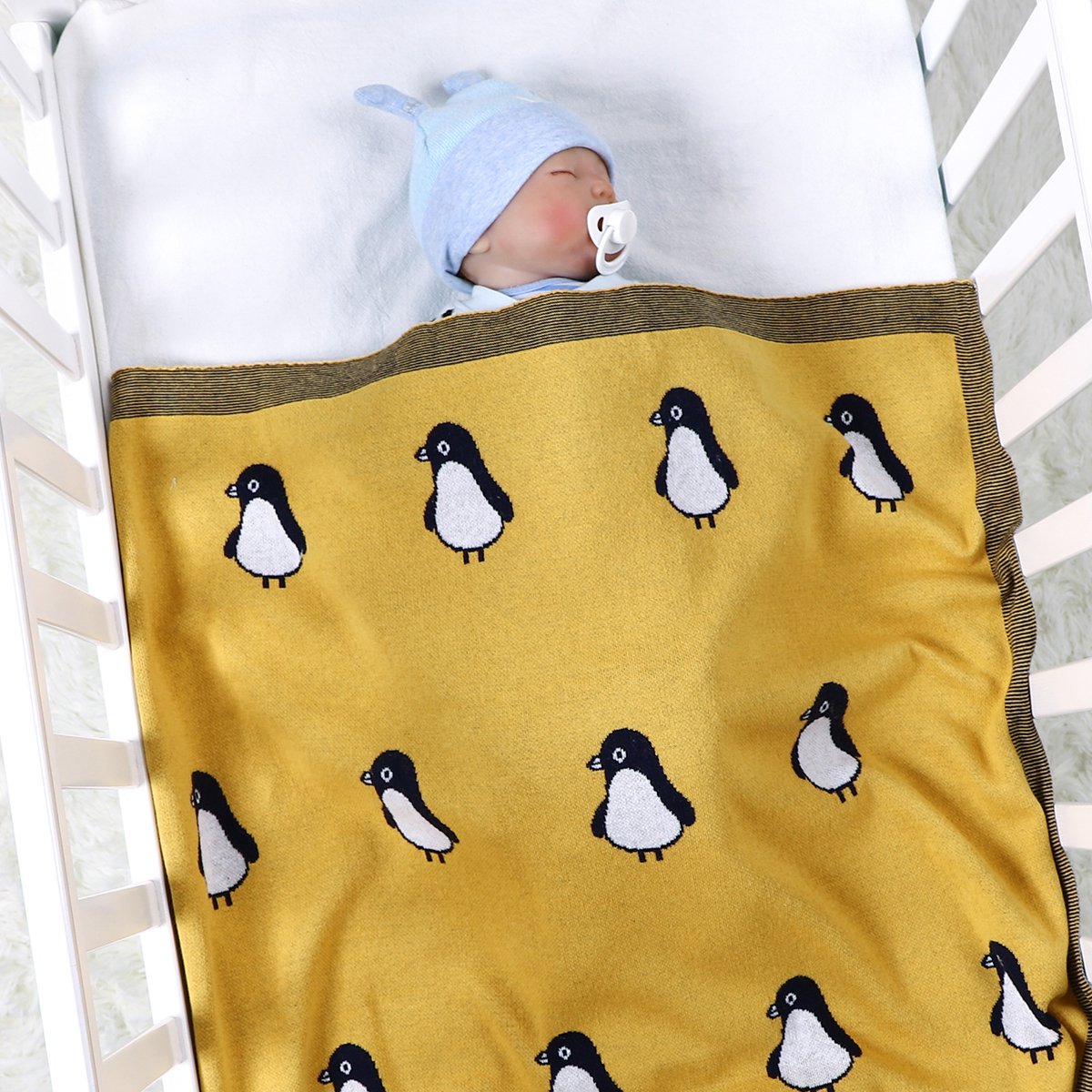 Penguin Jacquard Blanket For Babies And Toddlers Wholesale Baby Clothes