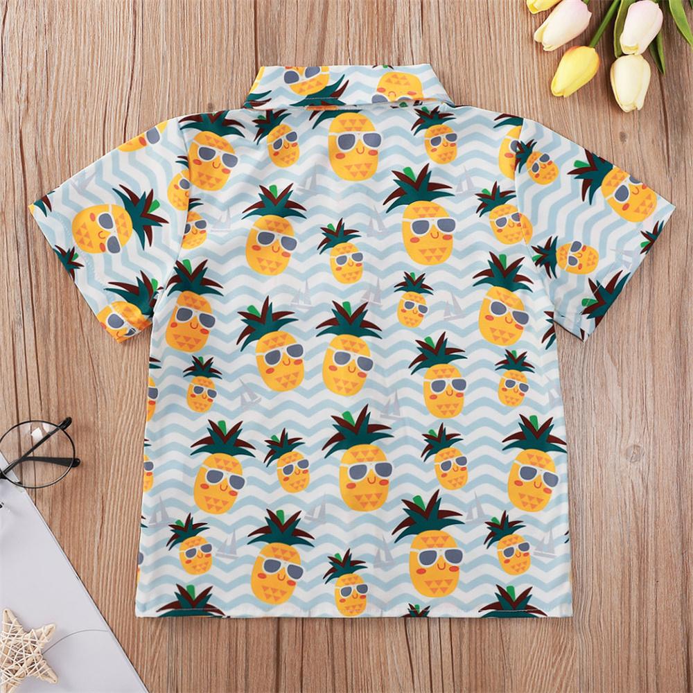 Boys Pineapple Palm Tree Printed Short Sleeve Shirts wholesale kids clothing suppliers