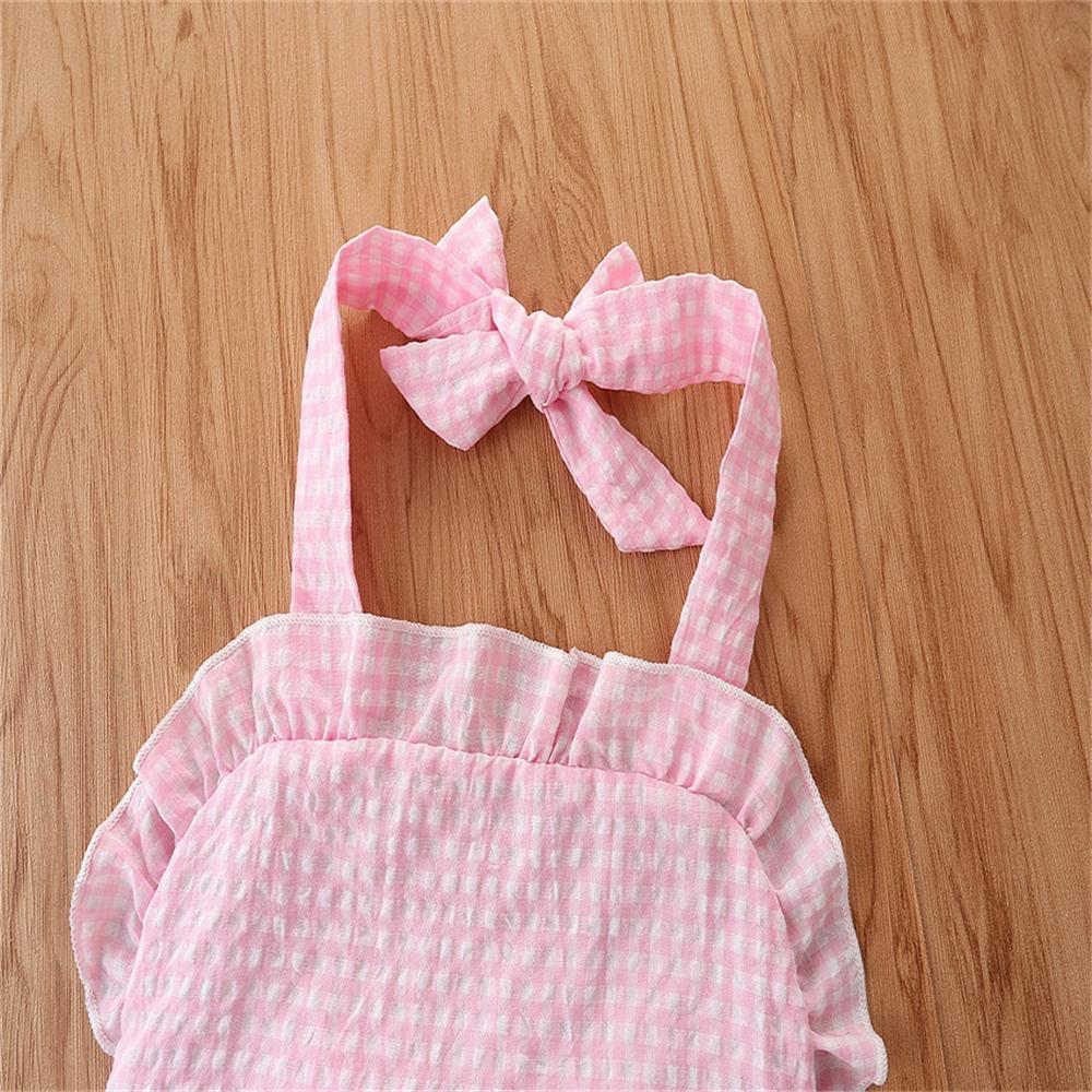 Girls Pink Plaid Sling Top & Ripped Jeans wholesale kids clothing