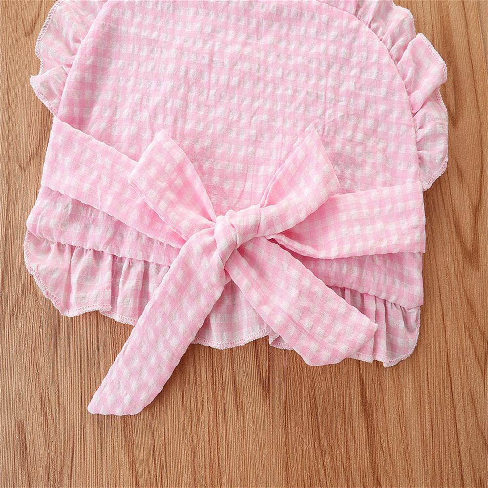 Girls Pink Plaid Sling Top & Ripped Jeans wholesale kids clothing