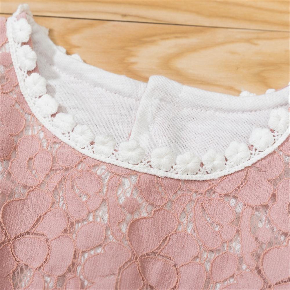 Baby Girls Pink Ruffled Lace Summer Romper Wholesale Clothing Baby