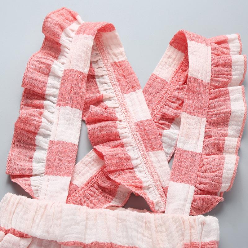 Pink Striped Overalls Girls Loose Trousers Wholesale Kids Clothing