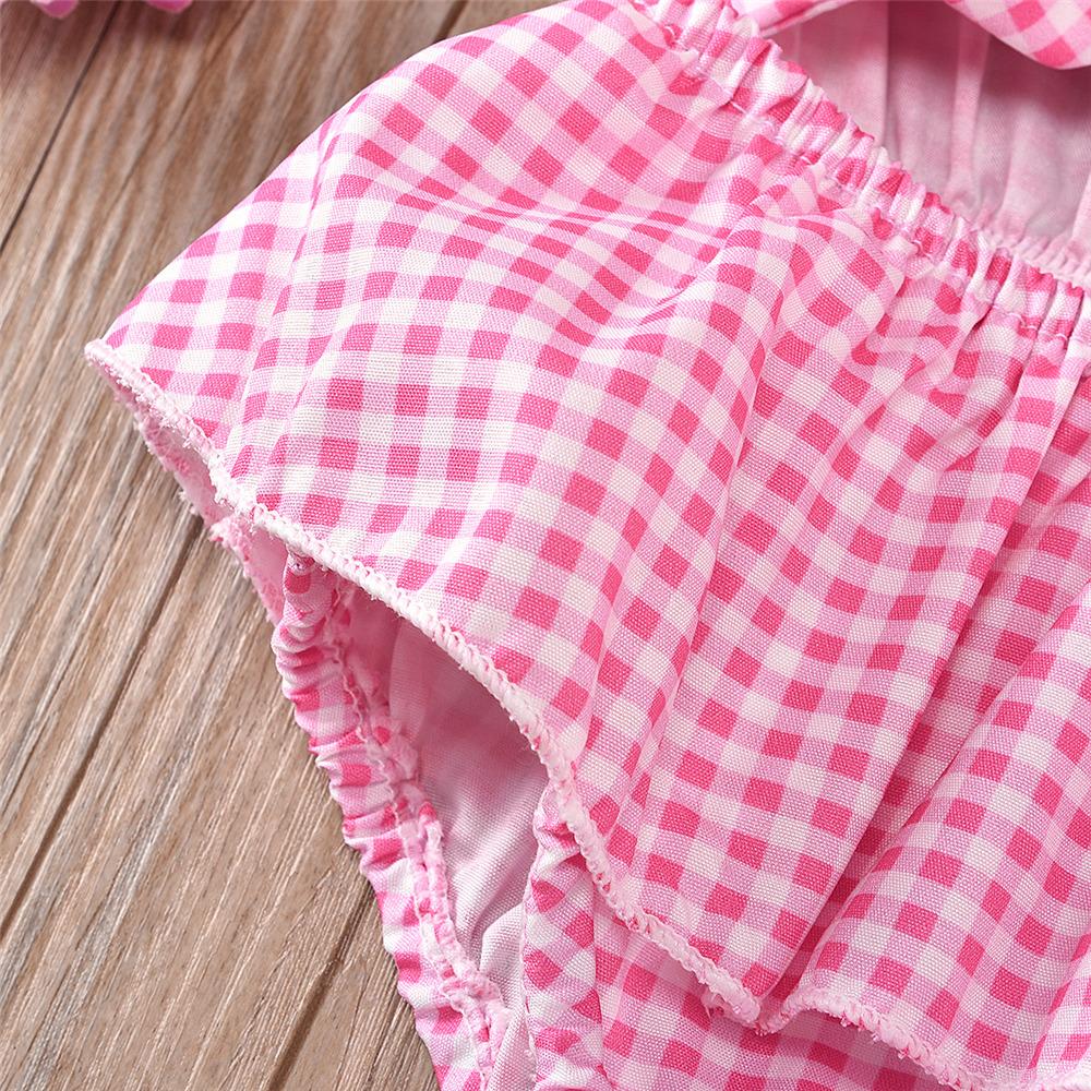 Baby Girls Plaid Bow Decor Sling Romper cheap baby clothes wholesale