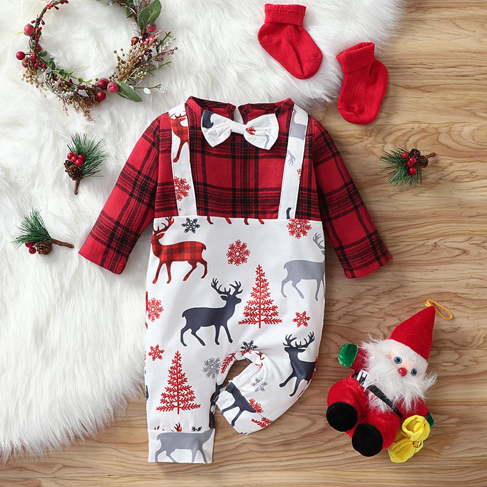 Baby Boys Plaid Cartoon Printed Romper wholesale baby