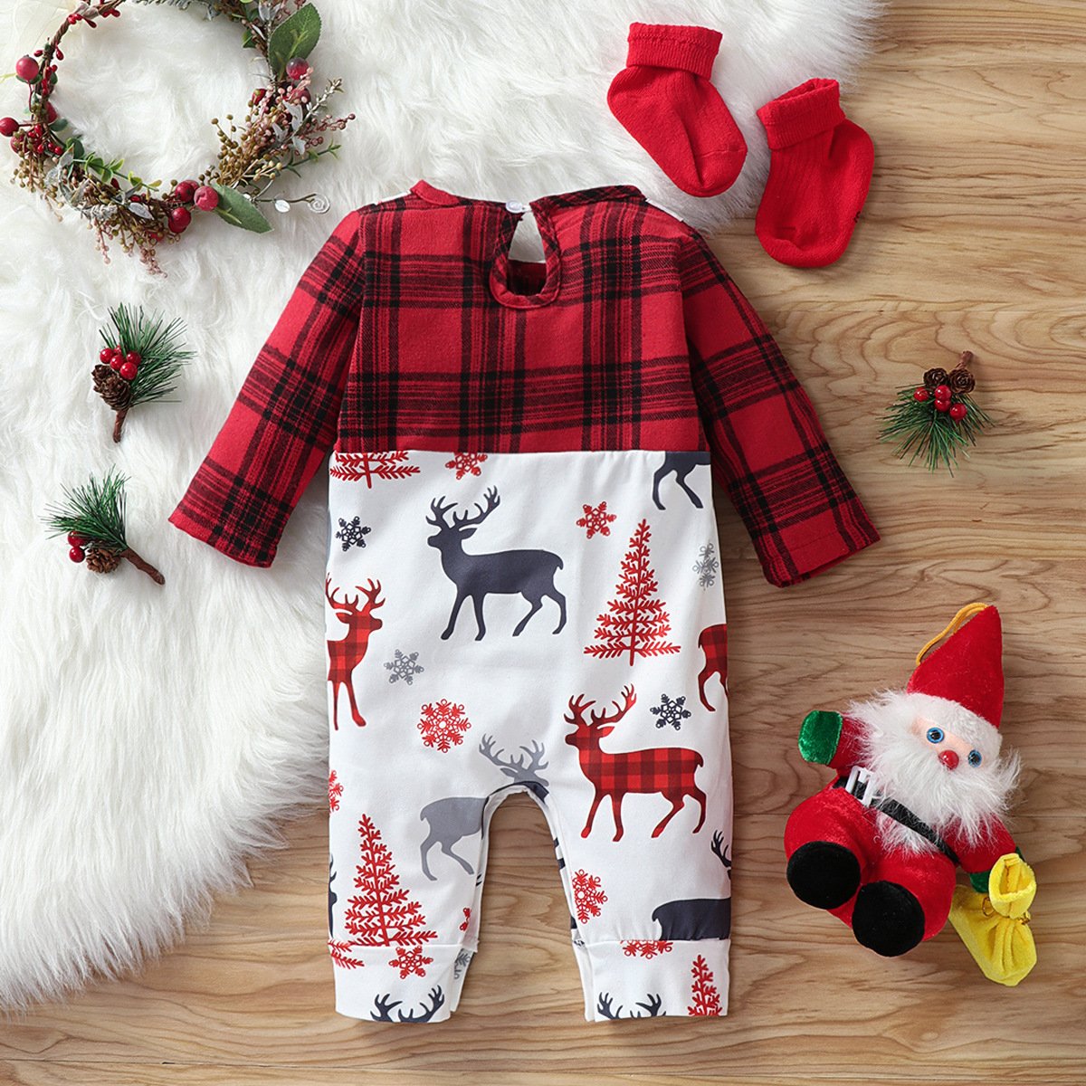 Baby Boys Plaid Cartoon Printed Romper wholesale baby