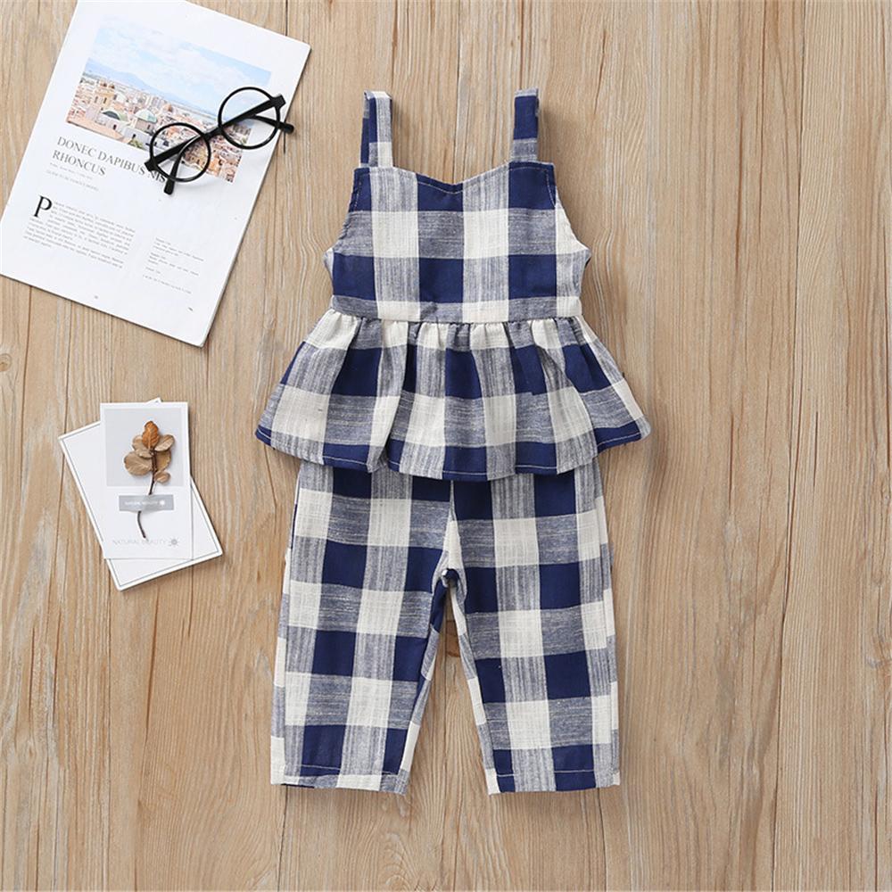 Girls Plaid Casual Jumpsuit Wholesale Little Girl Boutique Clothing