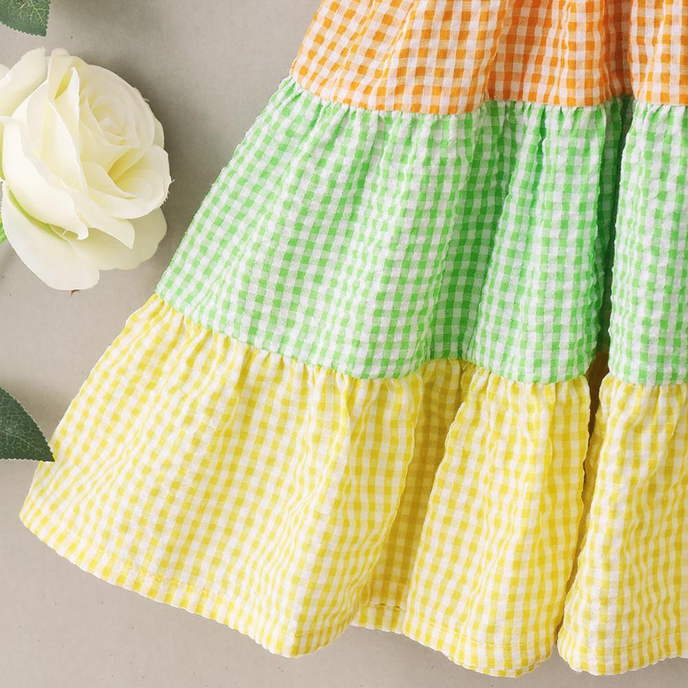 Girls Plaid Color Suspender Dress kids wholesale clothing
