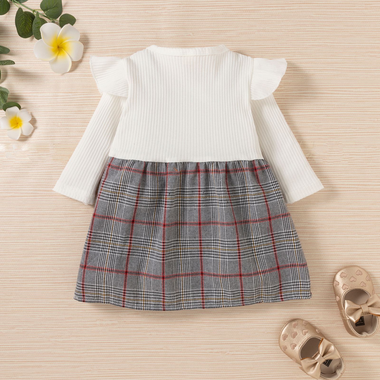 Baby Plaid Long Sleeve Bow Dress Wholesale Baby Clothes