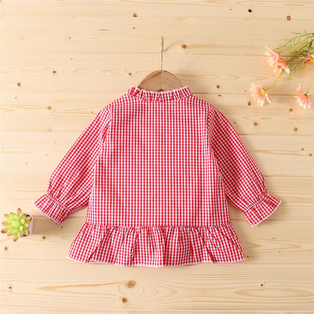 Girls Plaid Long Sleeve Button Fashion Blouse Wholesale Little Girls Clothes