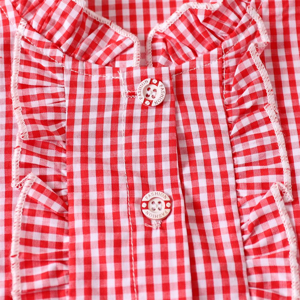 Girls Plaid Long Sleeve Button Fashion Blouse Wholesale Little Girls Clothes