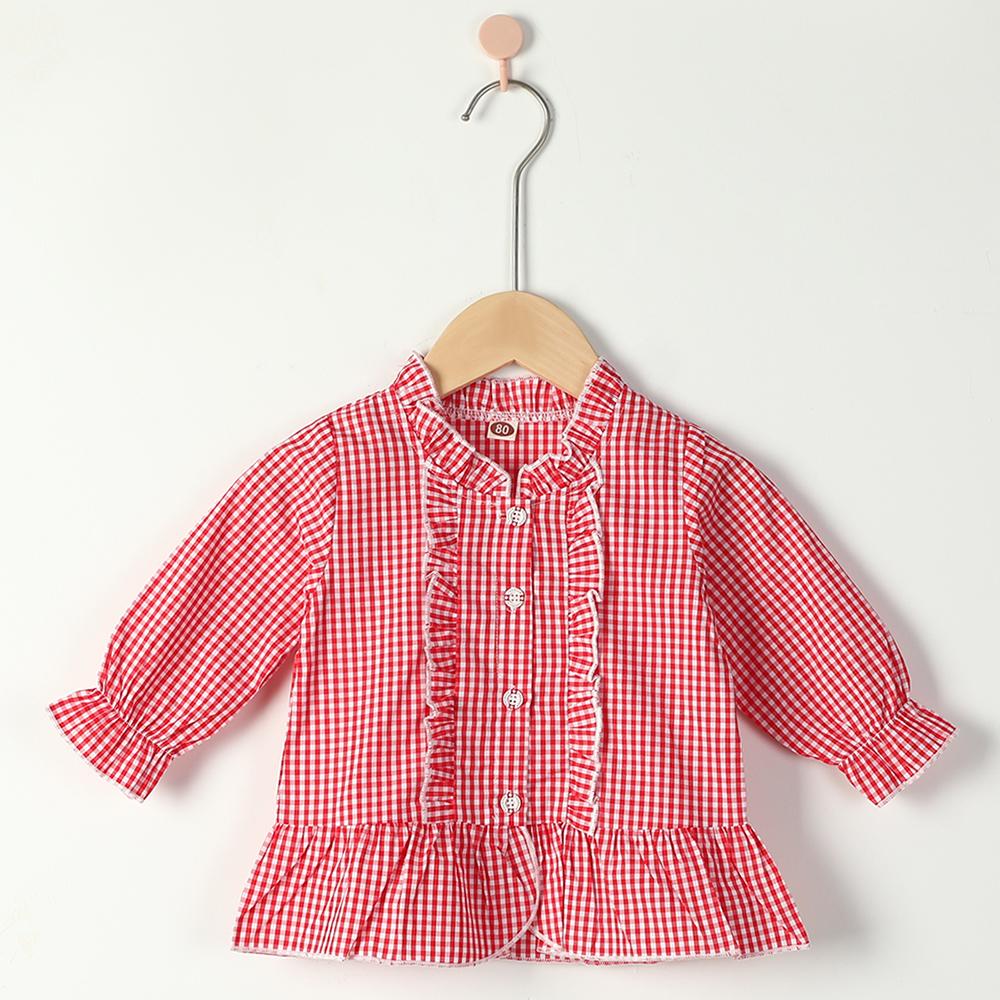 Girls Plaid Long Sleeve Button Fashion Blouse Wholesale Little Girls Clothes