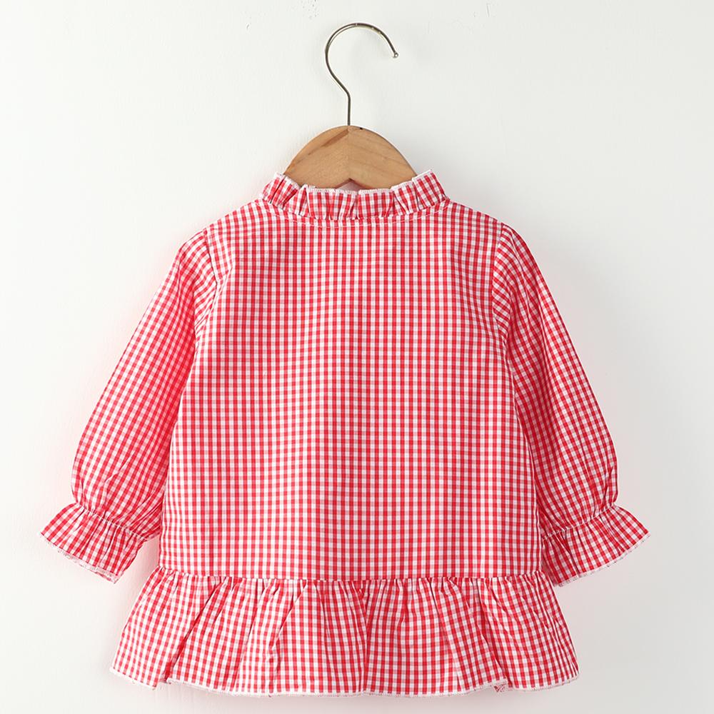 Girls Plaid Long Sleeve Button Fashion Blouse Wholesale Little Girls Clothes