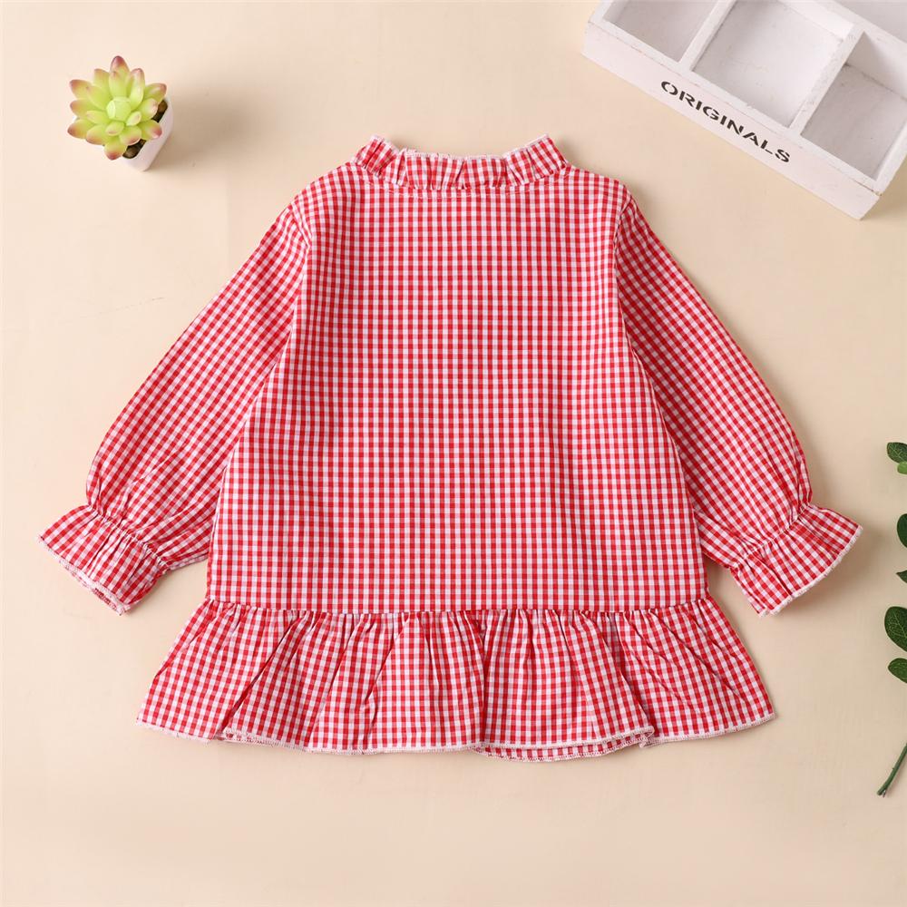 Girls Plaid Long Sleeve Button Fashion Blouse Wholesale Little Girls Clothes