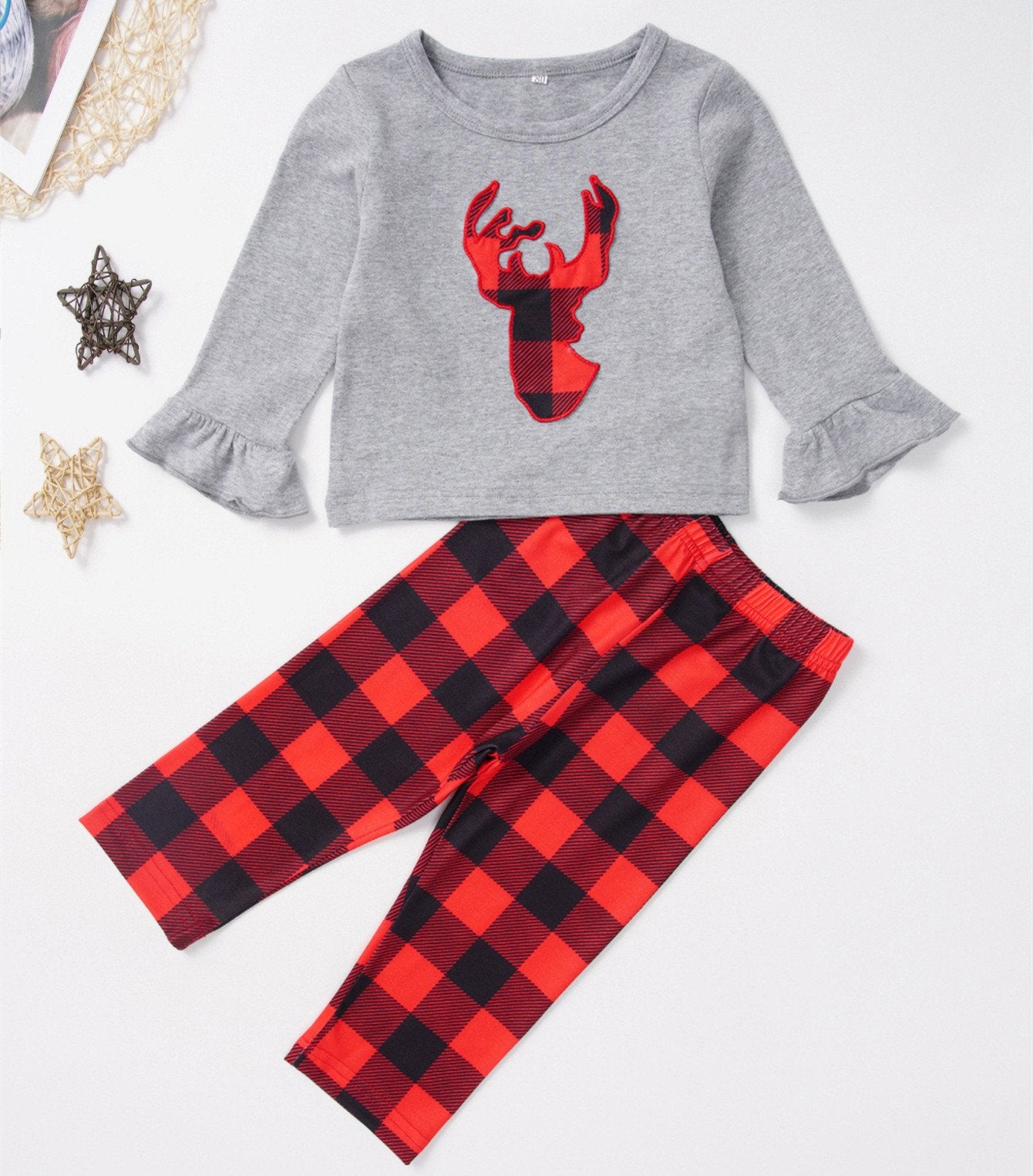 Girls Plaid Long Sleeve Top & Pants Wholesale Kids Boutique Clothing