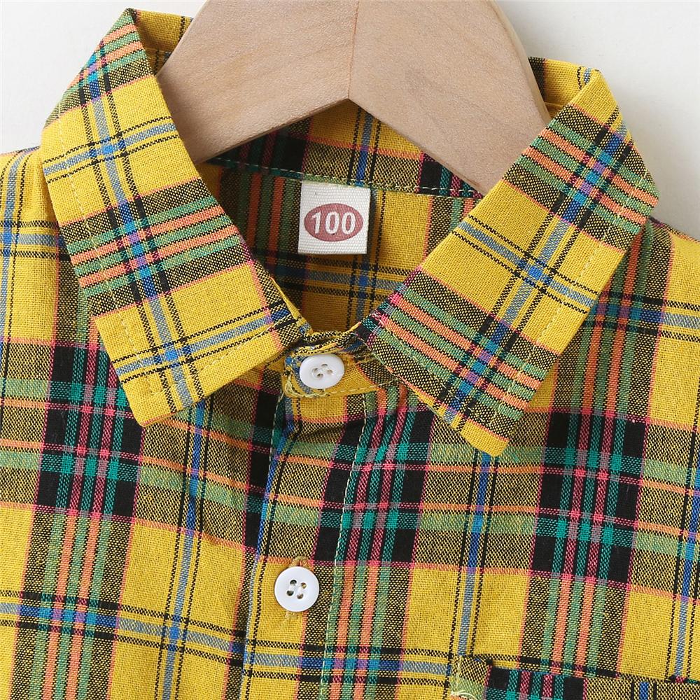 Boys Plaid Pocket Lapel Shirts trendy kids wholesale clothing