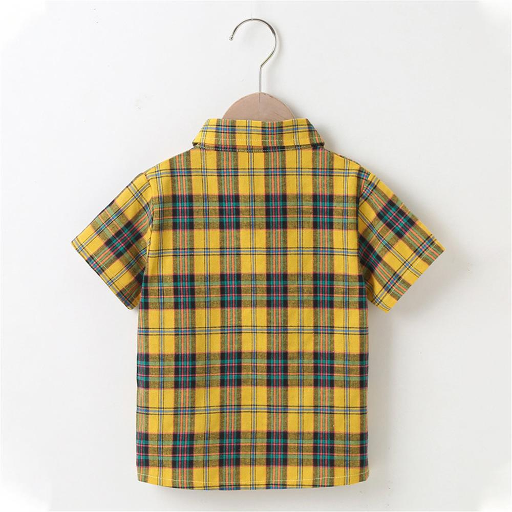 Boys Plaid Pocket Lapel Shirts trendy kids wholesale clothing