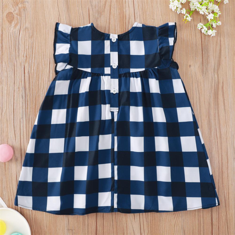 Baby Girls Plaid Printed Sleeveless Casual Dress baby wholesale