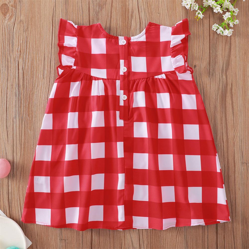 Baby Girls Plaid Printed Sleeveless Casual Dress baby wholesale