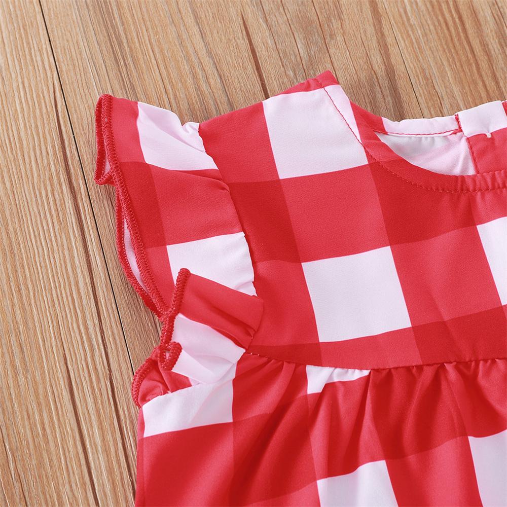 Baby Girls Plaid Printed Sleeveless Casual Dress baby wholesale