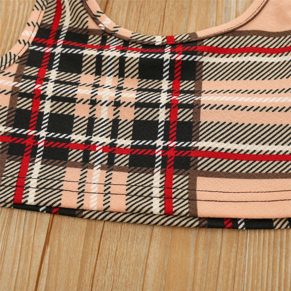 Girls Plaid Sleeveless Casual Top & Pants wholesale kids clothing