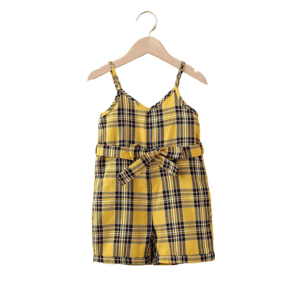 Girls Plaid Summer Loose Jumpsuit wholesale kids clothing