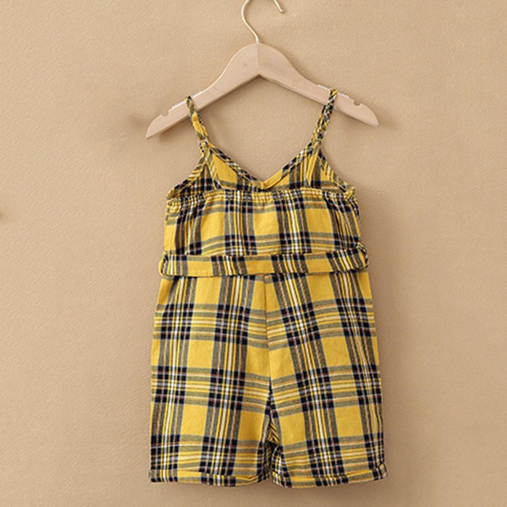 Girls Plaid Summer Loose Jumpsuit wholesale kids clothing