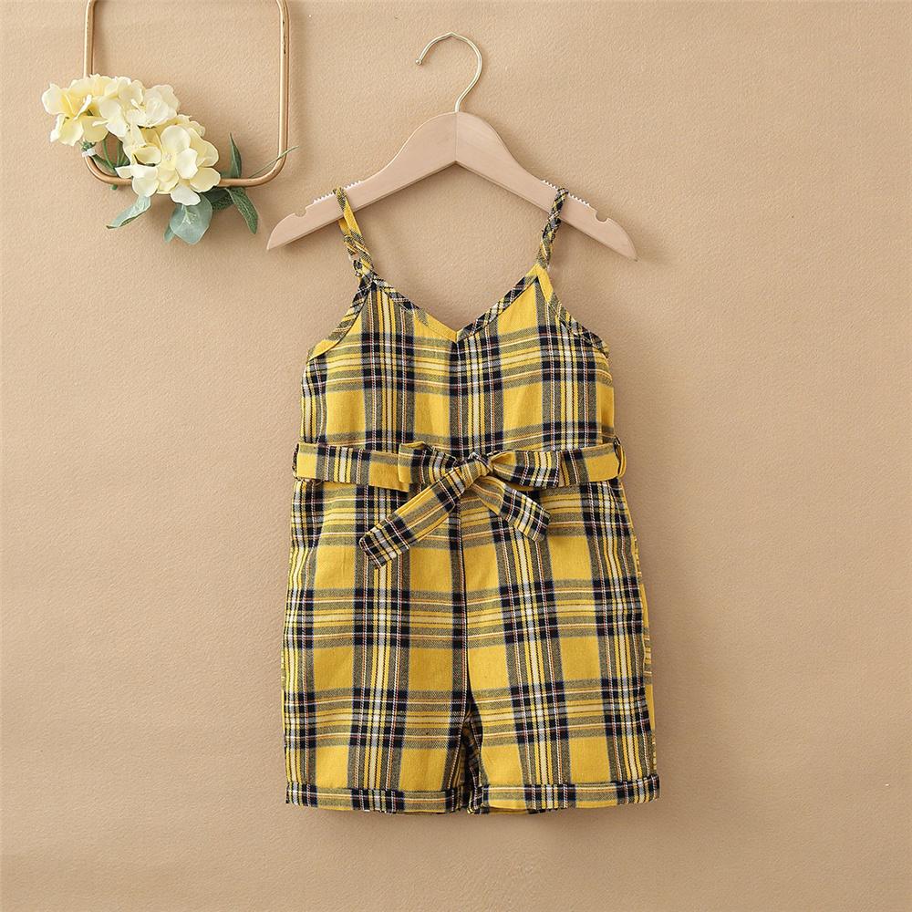 Girls Plaid Summer Loose Jumpsuit wholesale kids clothing