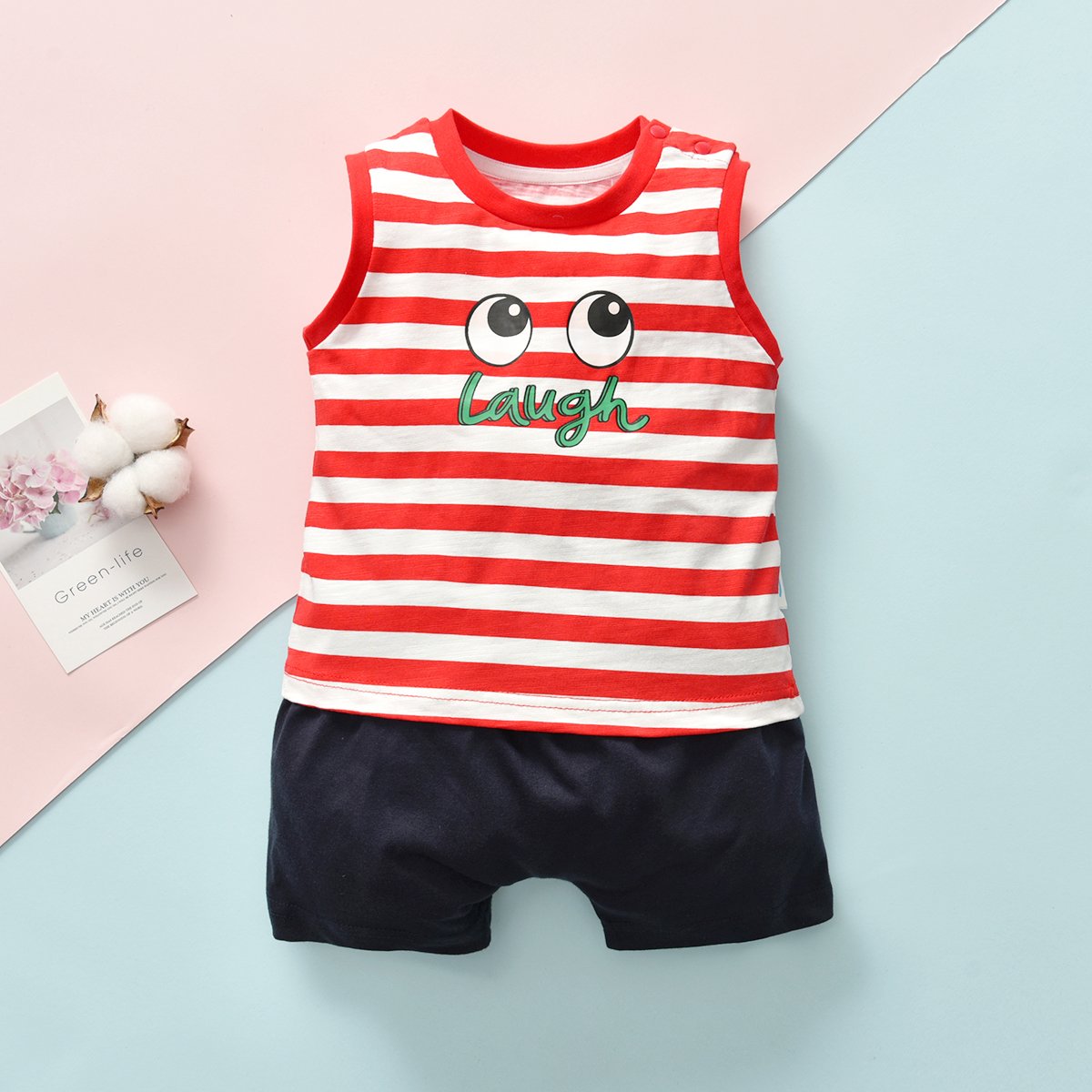 Playful Infant Baby Cartoon Printed Cute Vest Set Wholesale Kids Clothing
