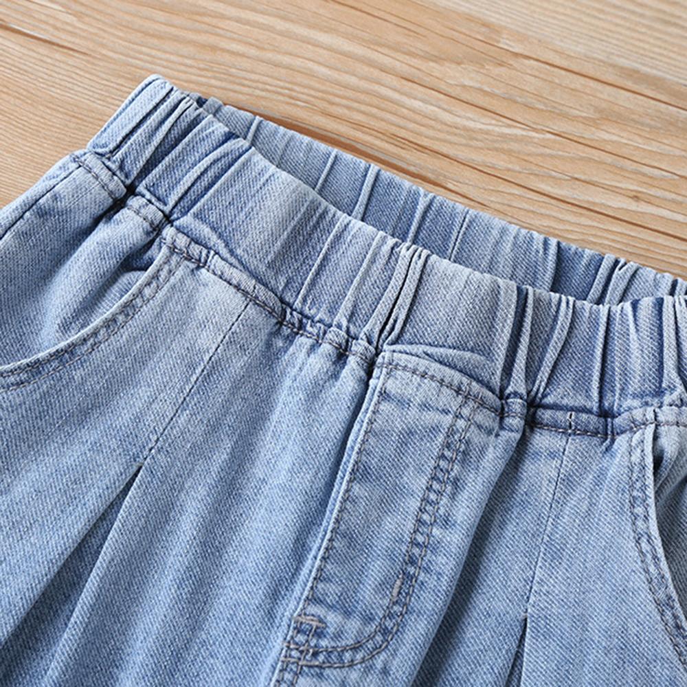 Girls Pleated Solid Color Pocket Casual Jeans quality children's clothing wholesale