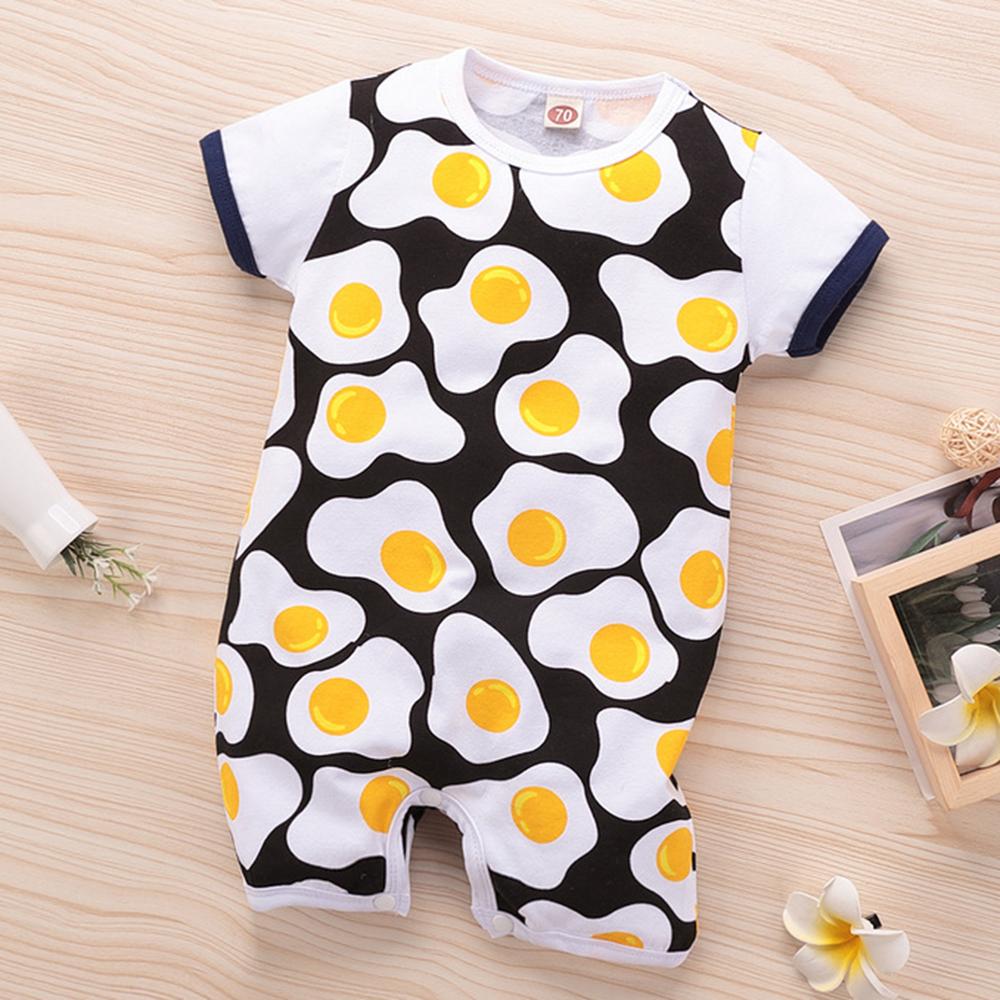 Baby Unisex Poached Egg Printed Short Sleeve Romper Wholesale Baby Clothes