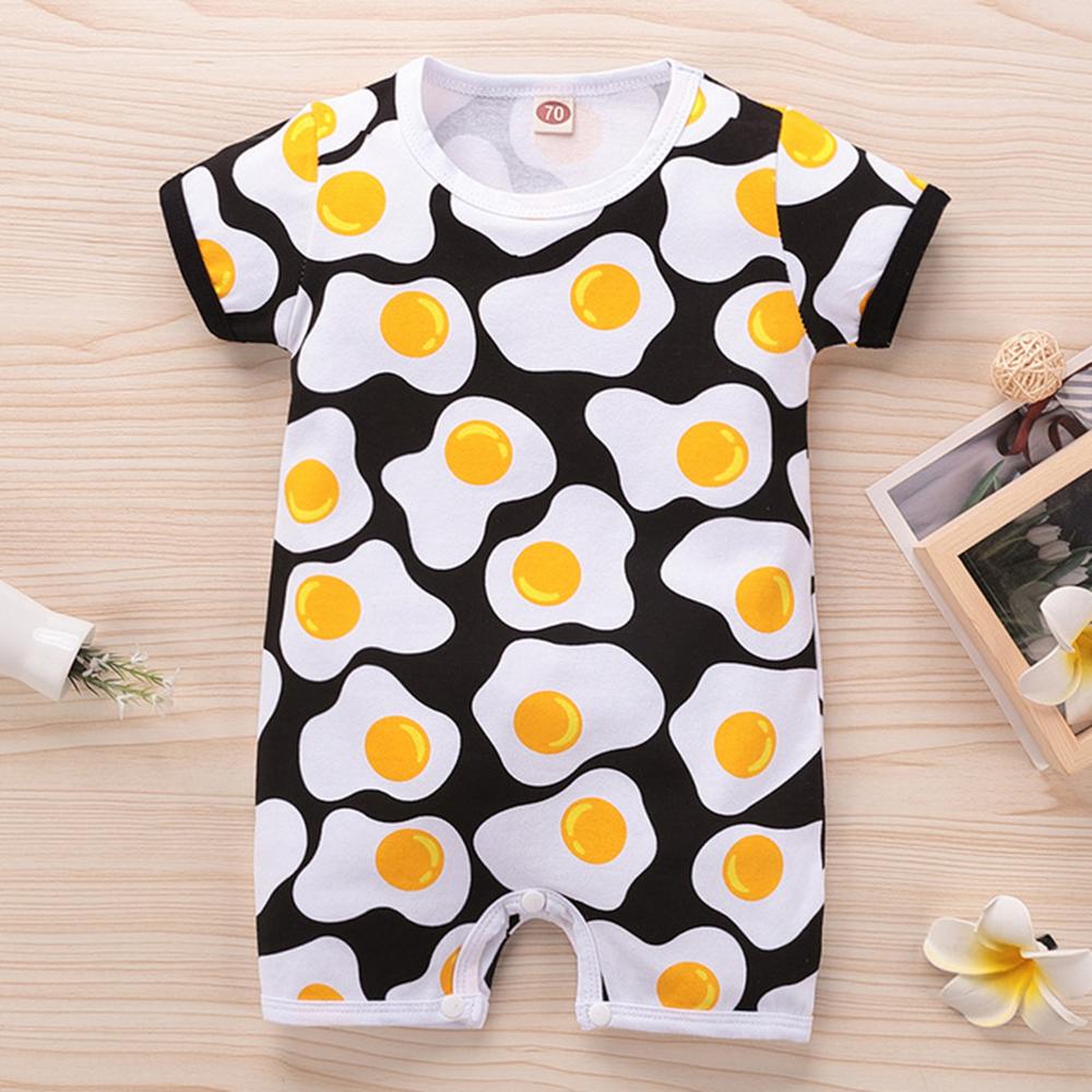 Baby Unisex Poached Egg Printed Short Sleeve Romper Wholesale Baby Clothes