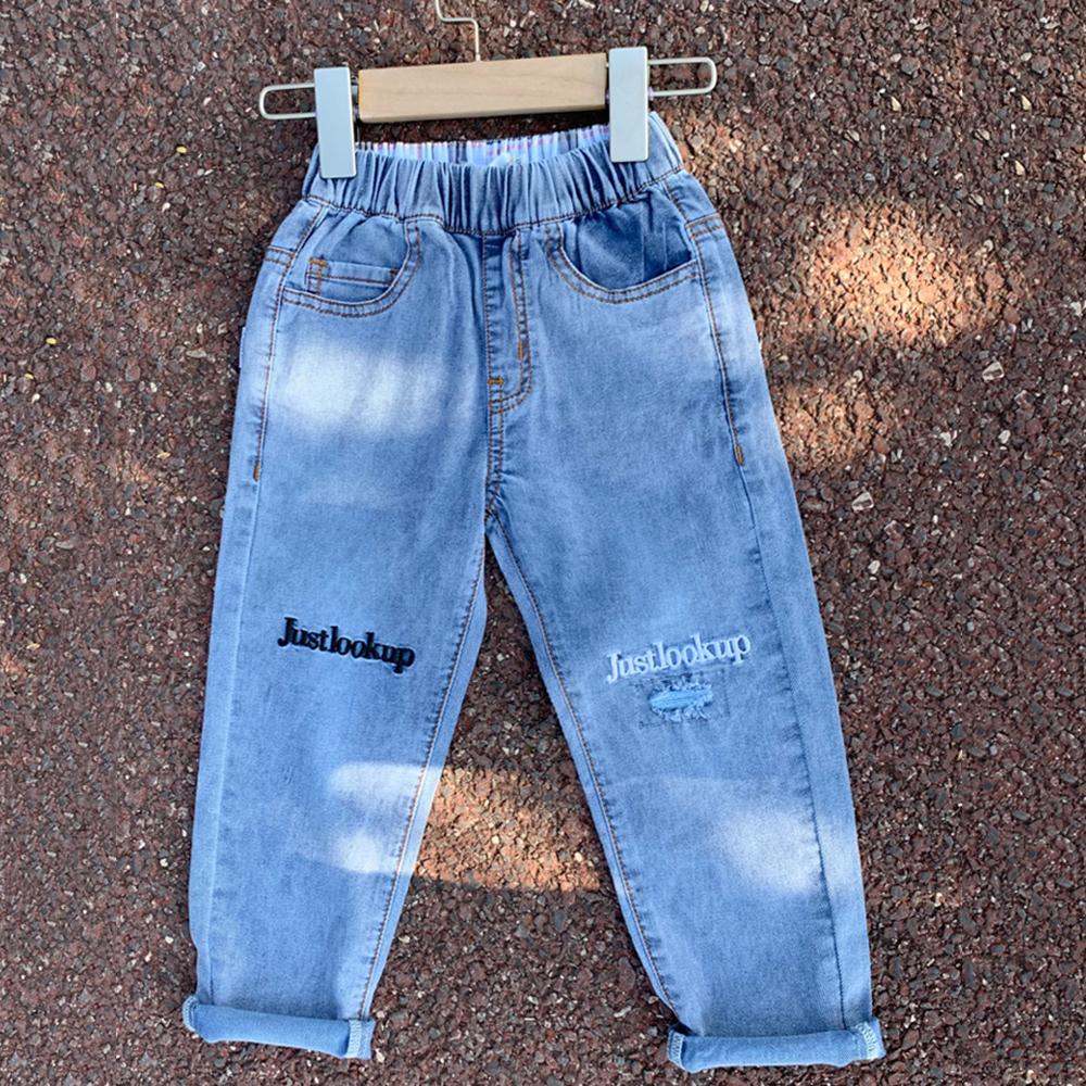 Unisex Pocket Letter Embroidery Solid Jeans kids wholesale vendors