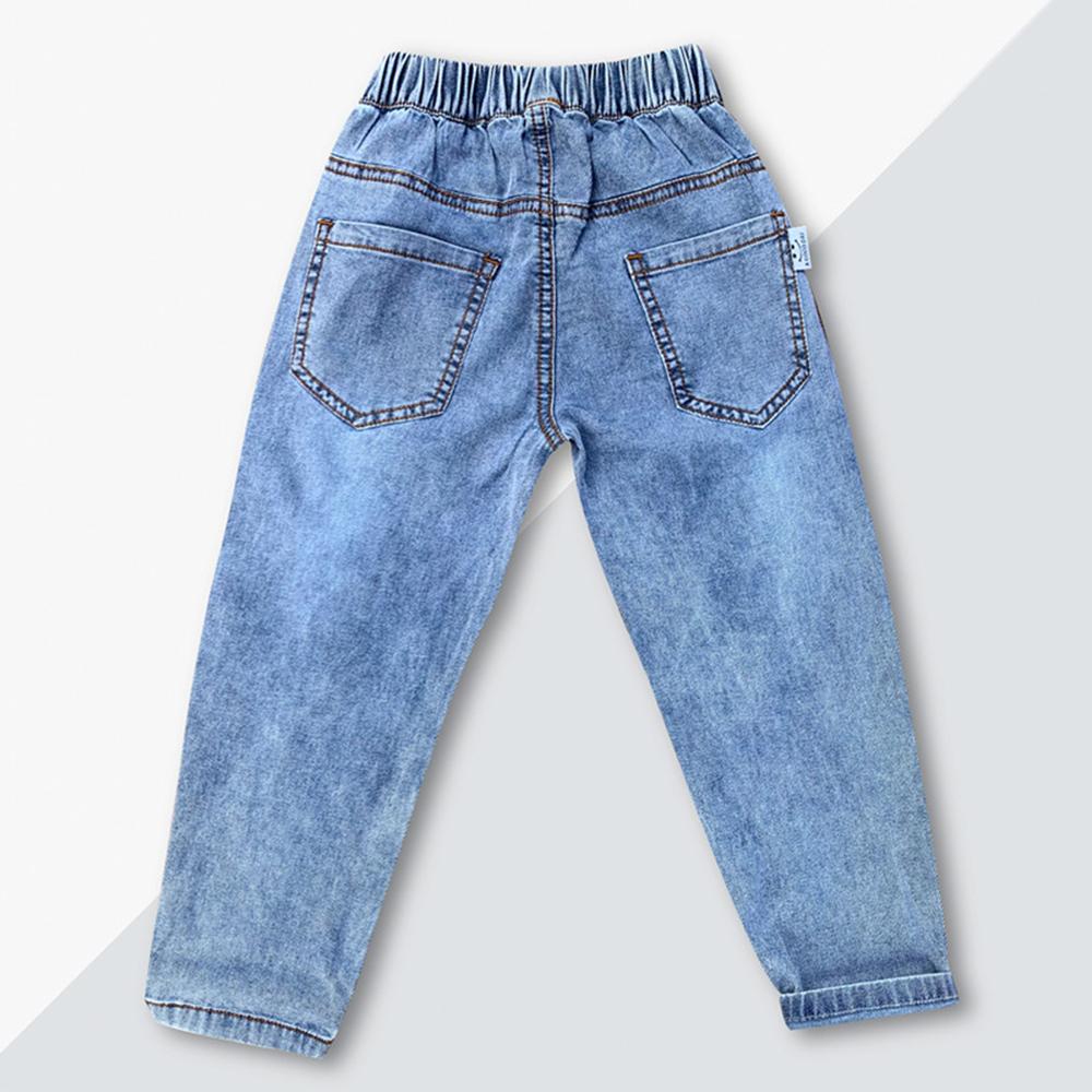 Unisex Pocket Letter Embroidery Solid Jeans kids wholesale vendors