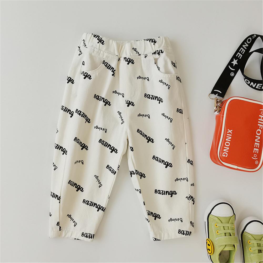 Girls Pocket Letter Printed Casual Trousers Cheap Childrens Clothes Wholesale