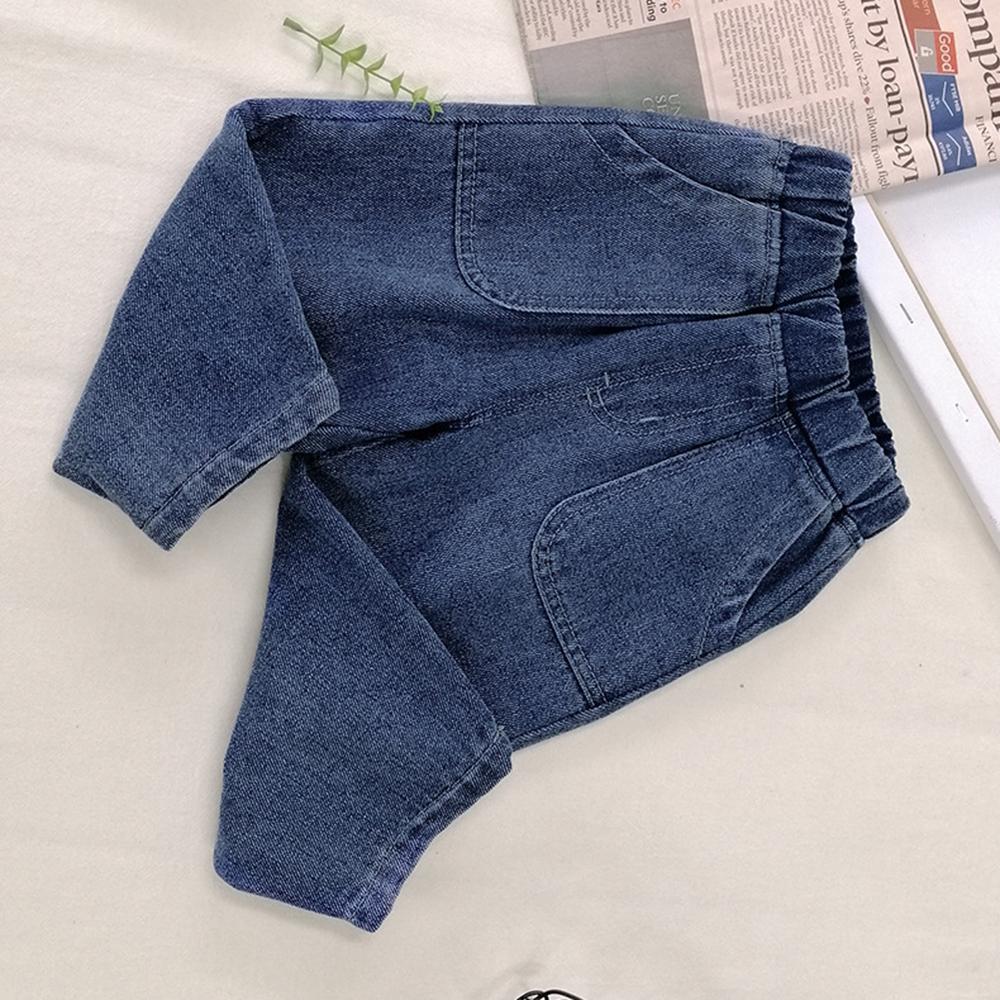 Girls Pocket Solid Denim Pants