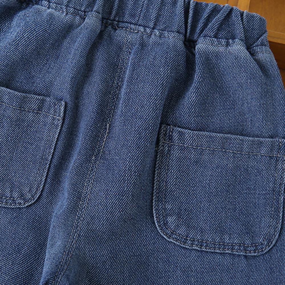 Girls Pocket Solid Denim Pants