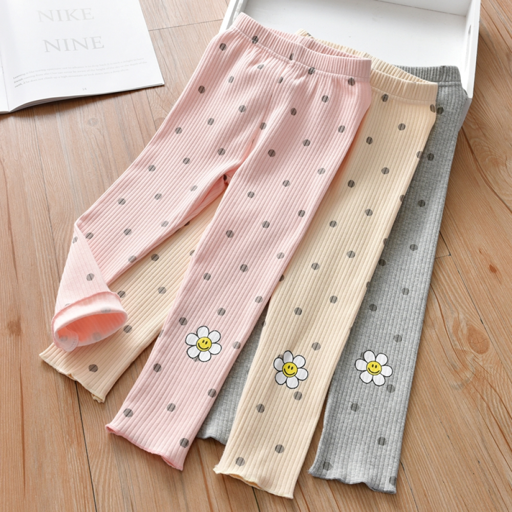 Girls Polka Dot Floral Printed Pants wholesale kids clothing