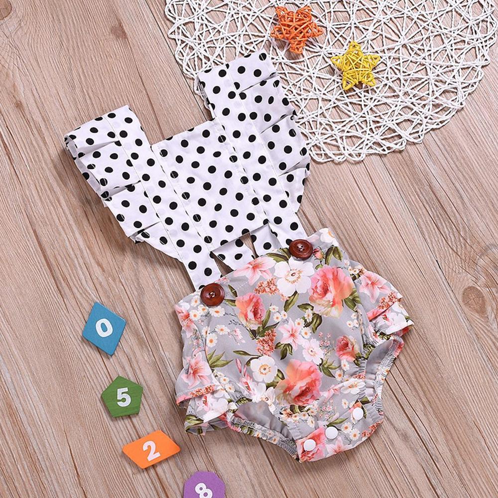 Baby Girls Polka Dot Floral Printed Splicing Romper baby clothes wholesale distributors