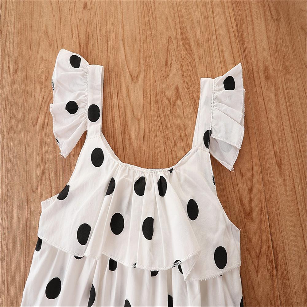 Girls Polka Dot Flying Sleeve Top & Shorts trendy kids wholesale clothing