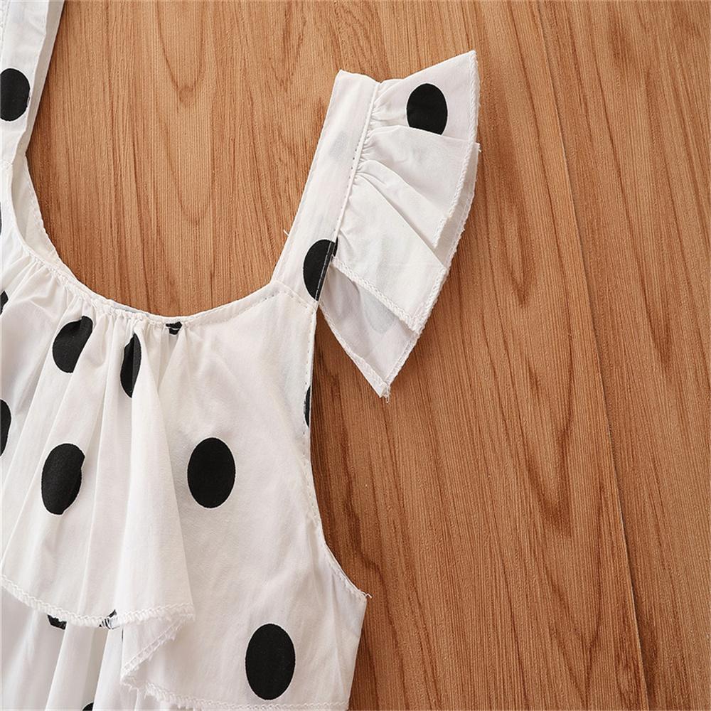 Girls Polka Dot Flying Sleeve Top & Shorts trendy kids wholesale clothing