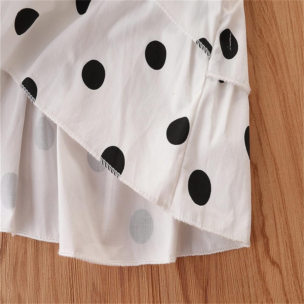 Girls Polka Dot Flying Sleeve Top & Shorts trendy kids wholesale clothing