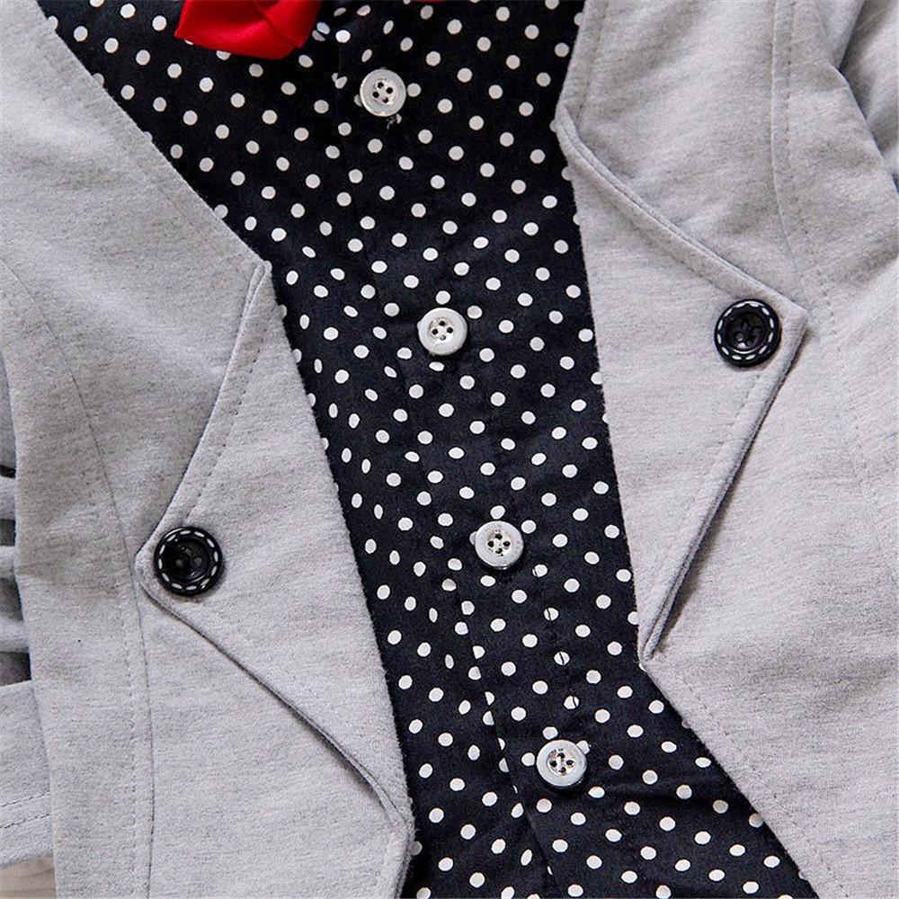 Boys Polka Dot Gentleman Bow Tie Letter Suit & Pants