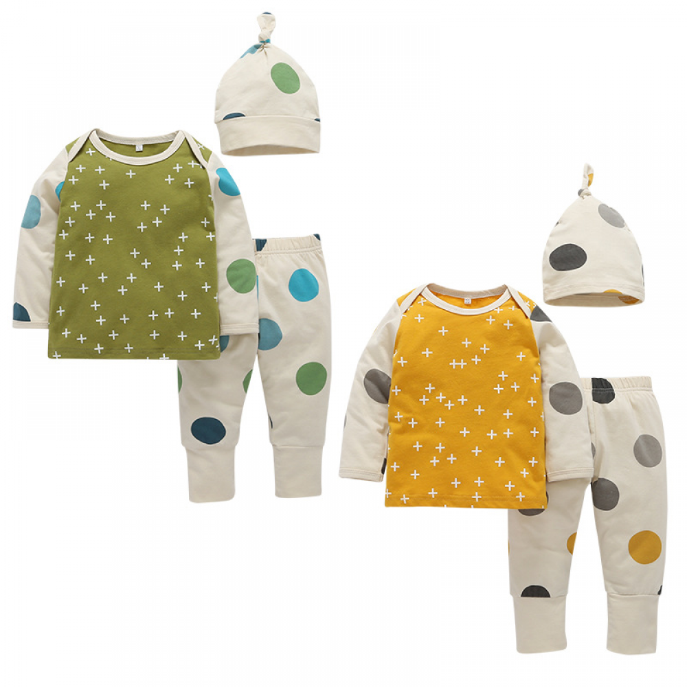 Baby Boys Polka Dot Long Sleeve Top & Pants & Hat wholesale baby