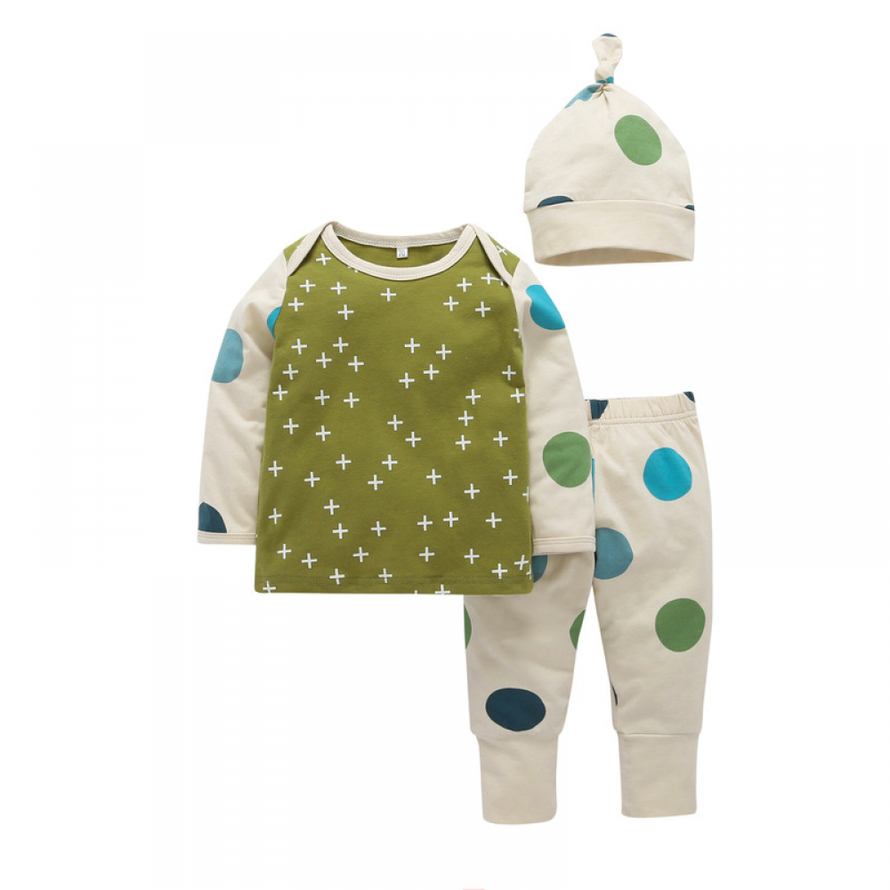 Baby Boys Polka Dot Long Sleeve Top & Pants & Hat wholesale baby