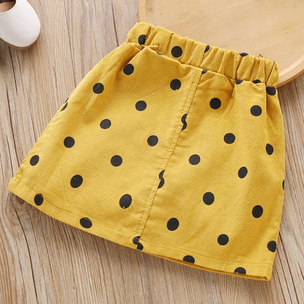 Girls Polka Dot Pocket Elastic Waist Skirt trendy kids wholesale clothing
